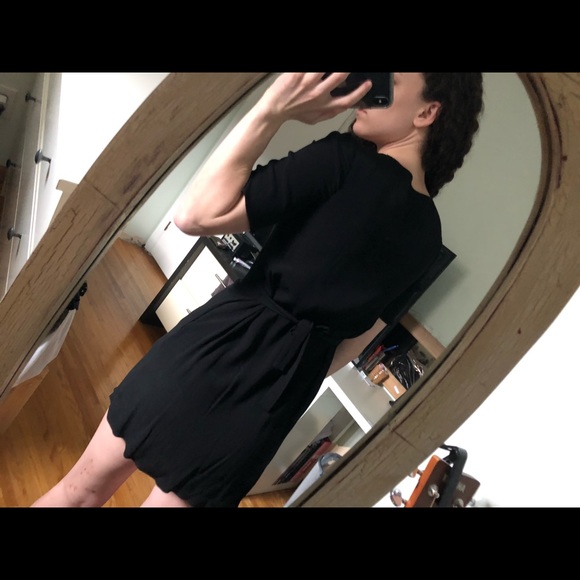 Aritzia Wilfred Free Black Mini Dress w Tie Back - Picture 2 of 4